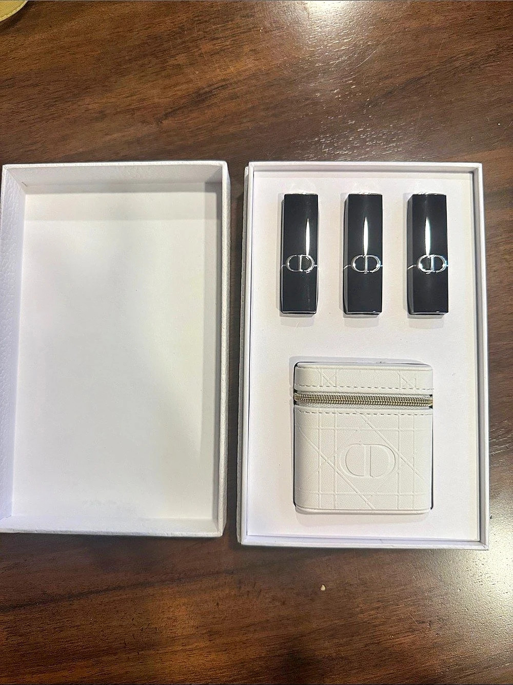 Dior Beauty Privé White Cannage Case with 3 Mini Lipsticks Set